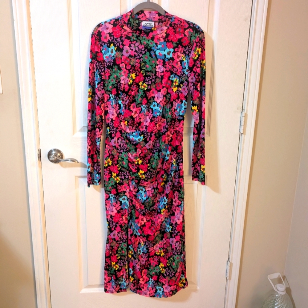 NWOT Future Collective by Kahlana Barfield Brown Mock Neck Midi Dress